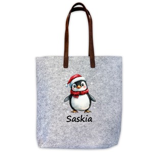 Unikatolo personalisierte Filztasche Pinguin mit Wunschtext